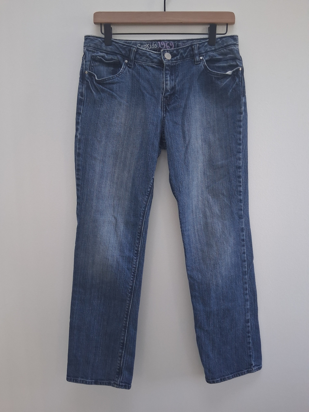 GAP Kids Girls Straight-Leg Denim Jeans in Medium Blue Wash Size 14